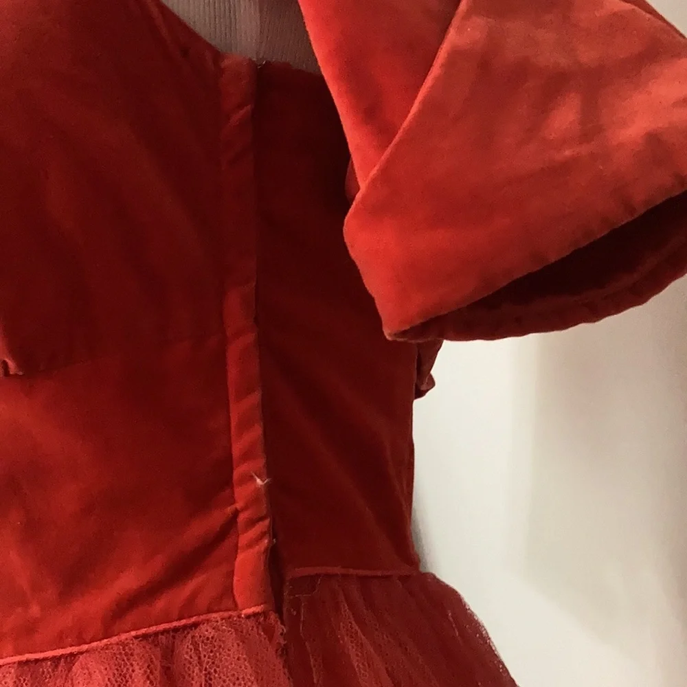 Blood Orange Vintage Velvet and Tulle Ballgown w/ matching Bolero prom - Picture 11 of 11